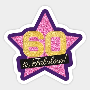 60th Birthday Gifts Women Fabulous - Pink Gold Sticker